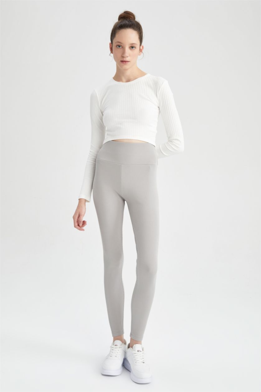Kadın Gri Slim Fit Basic Tayt