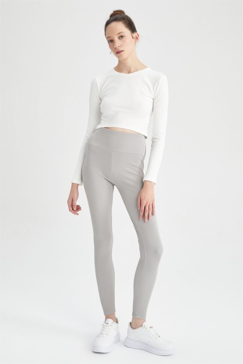 Kadın Gri Slim Fit Basic Tayt