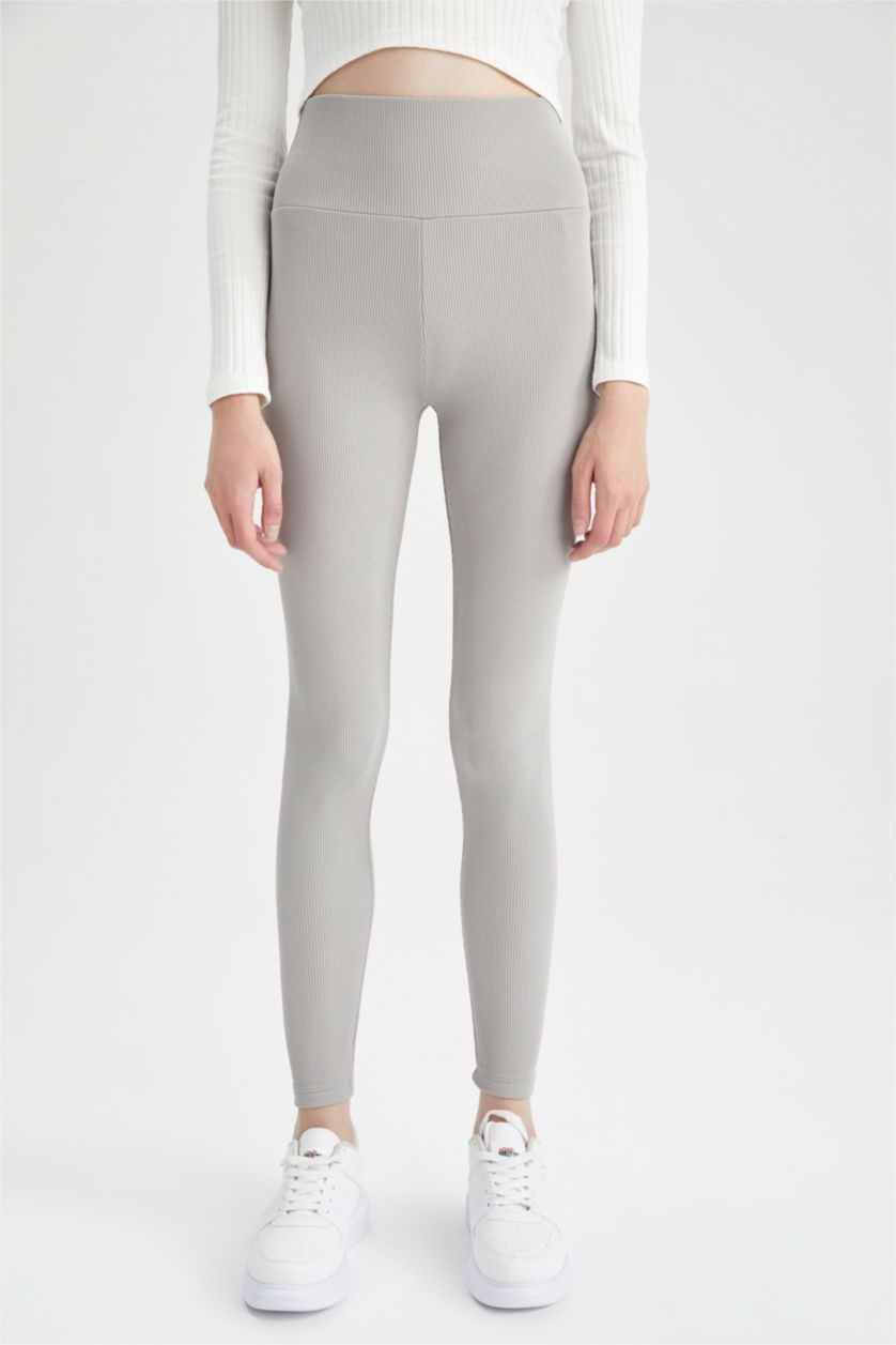 Kadın Gri Slim Fit Basic Tayt