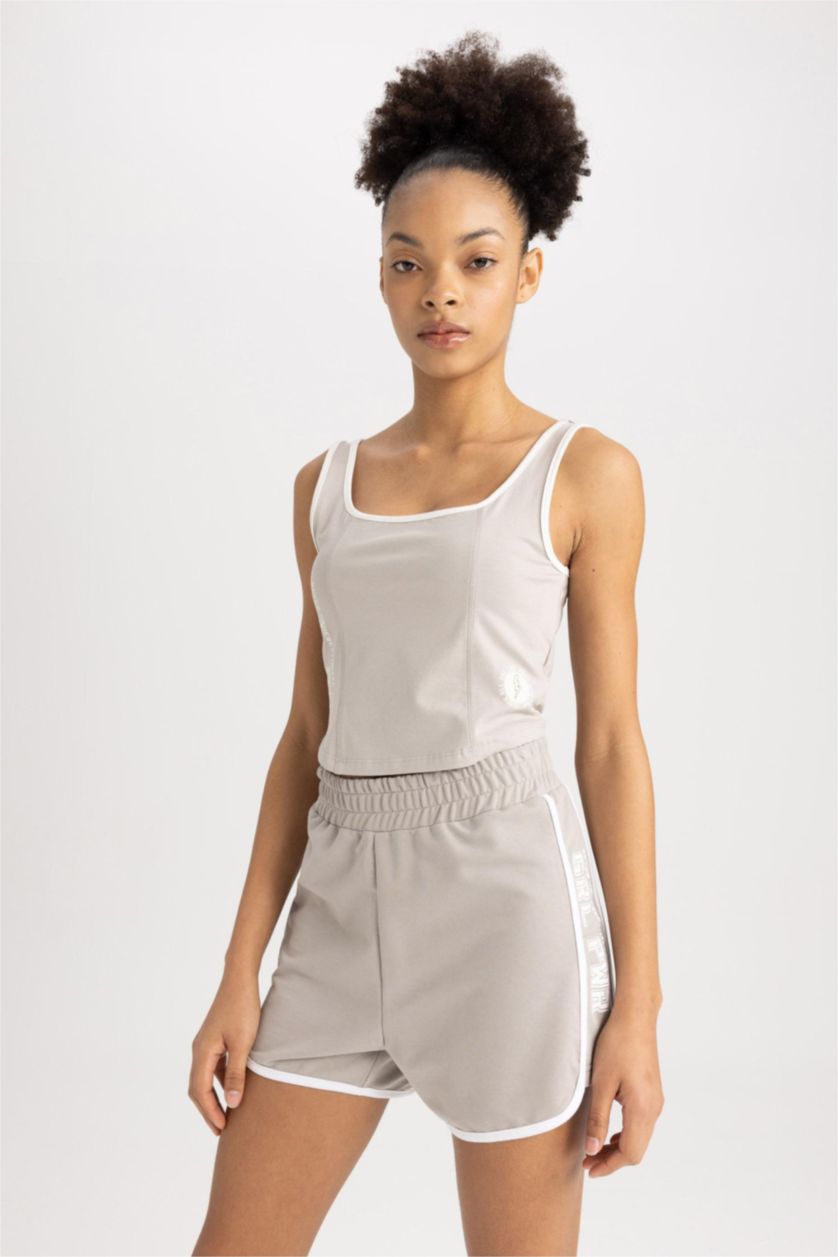 WOMAN Stone Defacto Fit Cotton Sports Crop Top