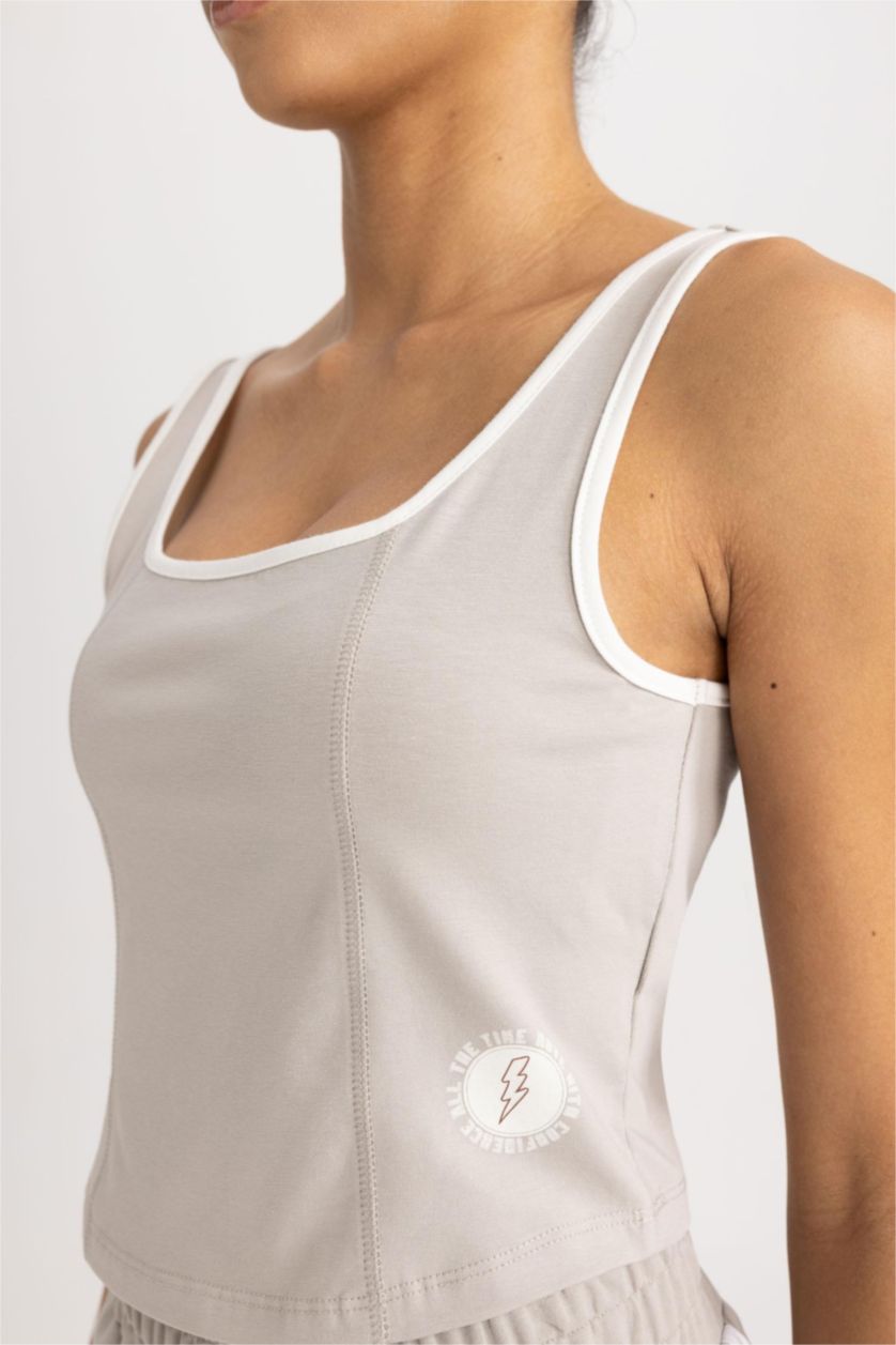 WOMAN Stone Defacto Fit Cotton Sports Crop Top