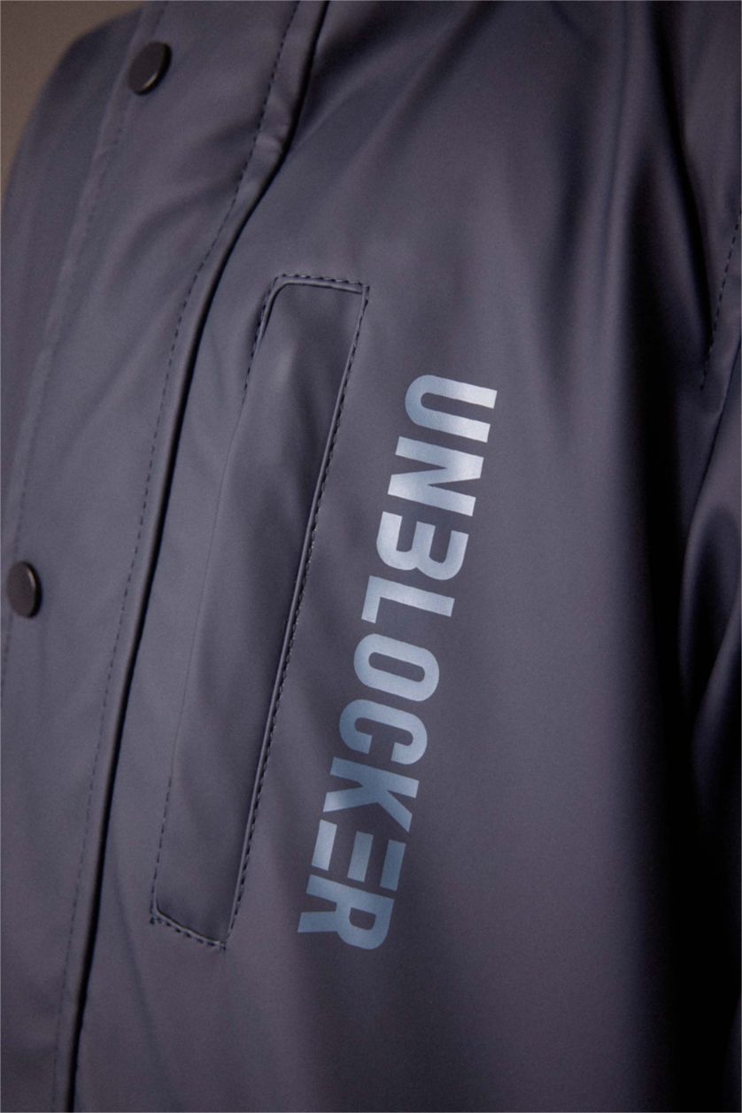 BOYS & TEENS Black Boy Water Repellent Windproof Hooded Raincoat