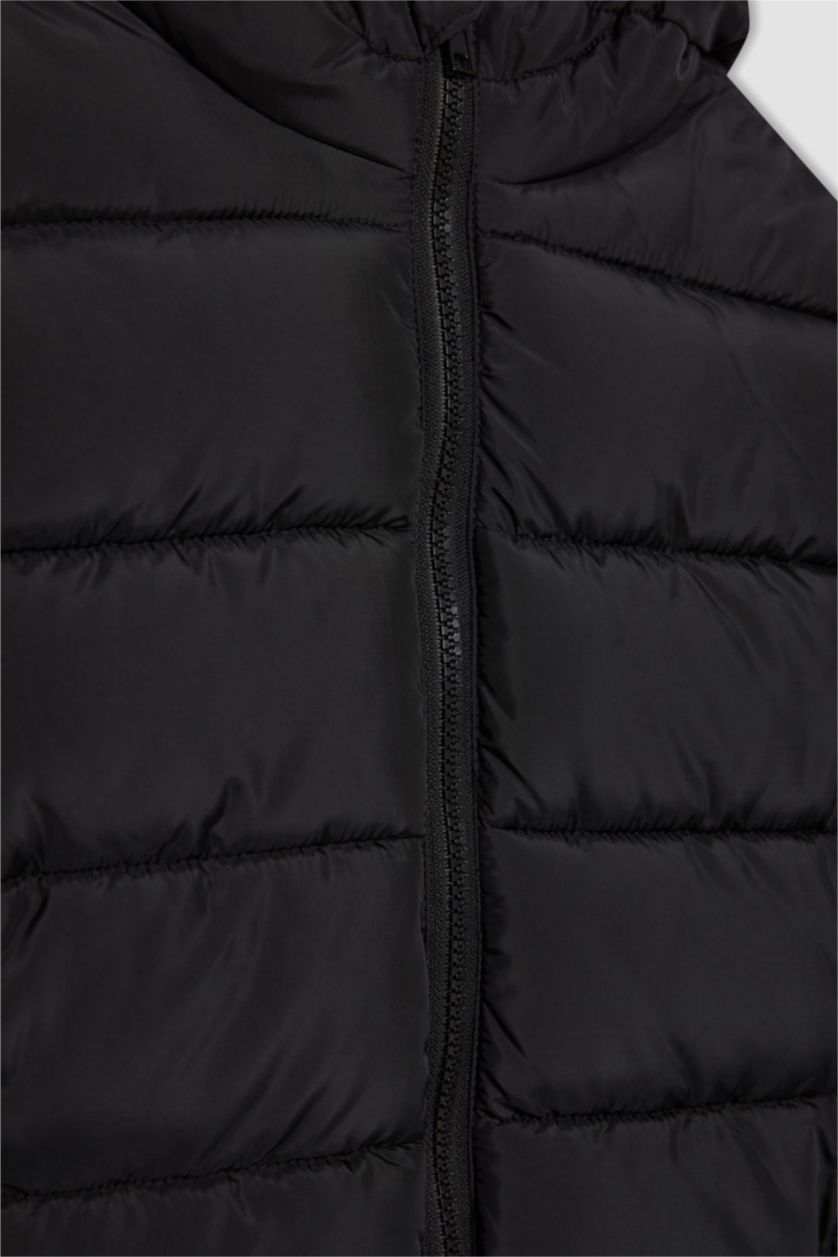 BOYS & TEENS Black Boy Hooded Water Repellent Puffer Jacket