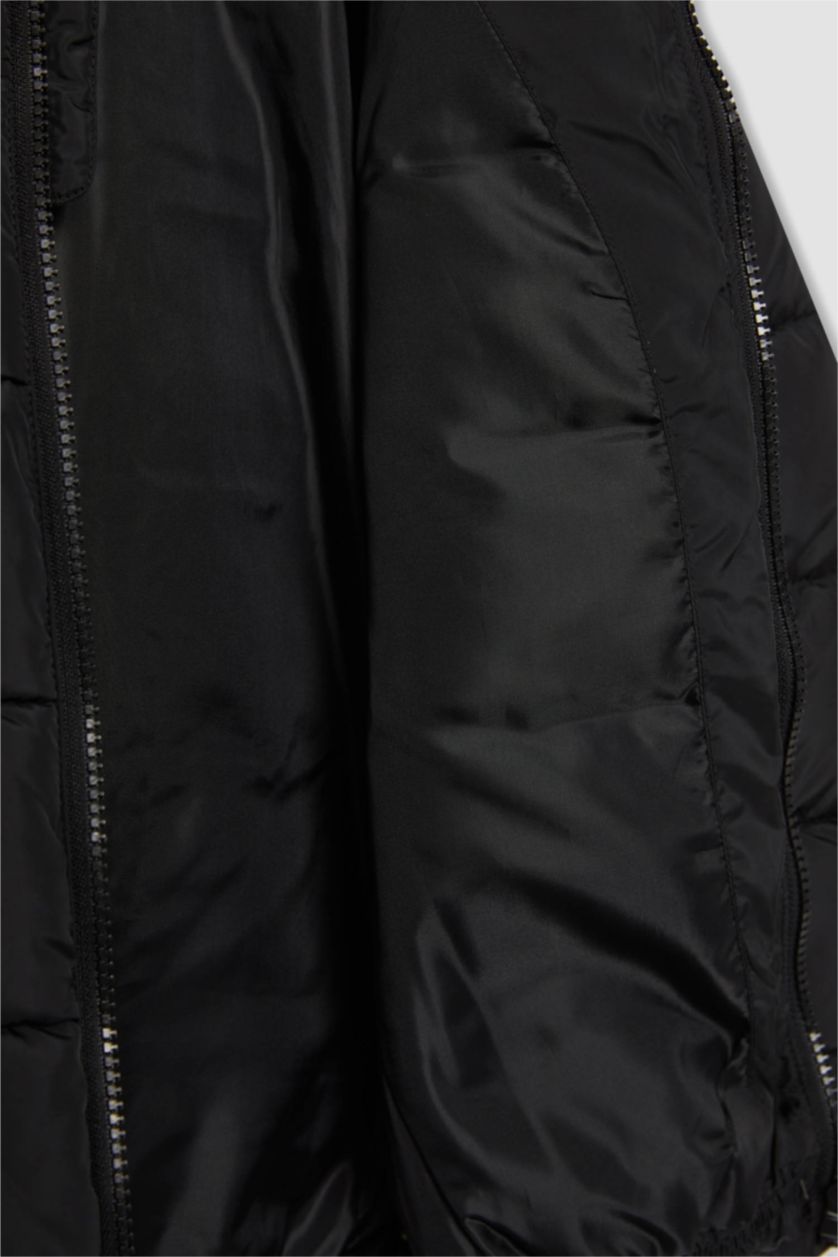 BOYS & TEENS Black Boy Hooded Water Repellent Puffer Jacket