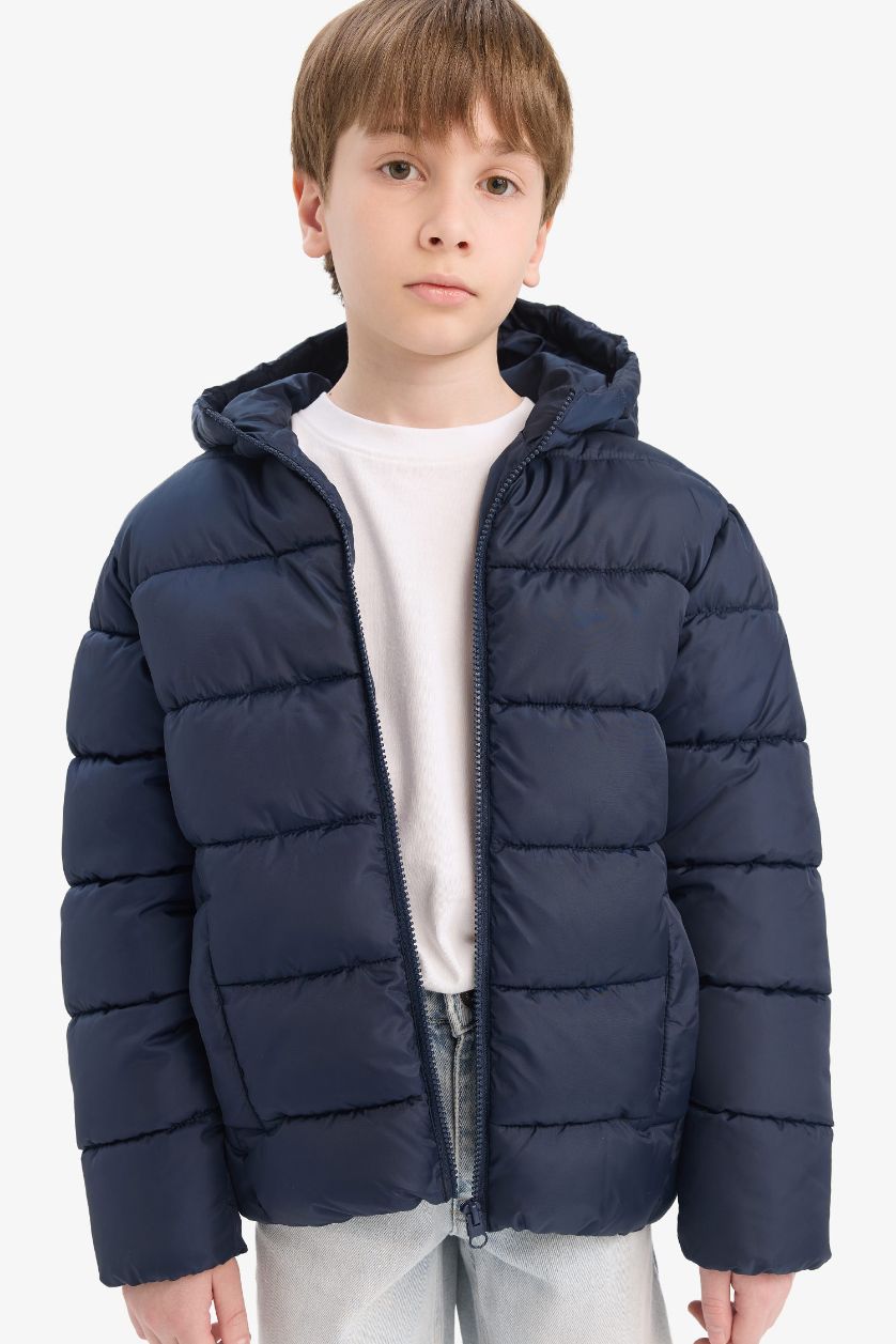 Boys & Teens NAVY Boy Waterproof Hooded Zippered Puffer Jacket