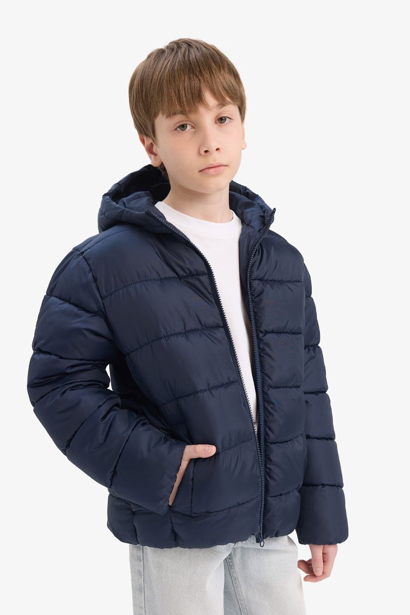 Boys & Teens NAVY Boy Waterproof Hooded Zippered Puffer Jacket