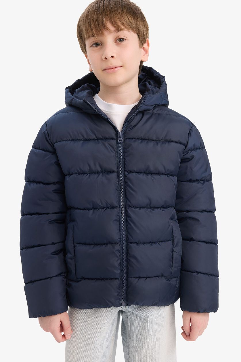 Boys & Teens NAVY Boy Waterproof Hooded Zippered Puffer Jacket