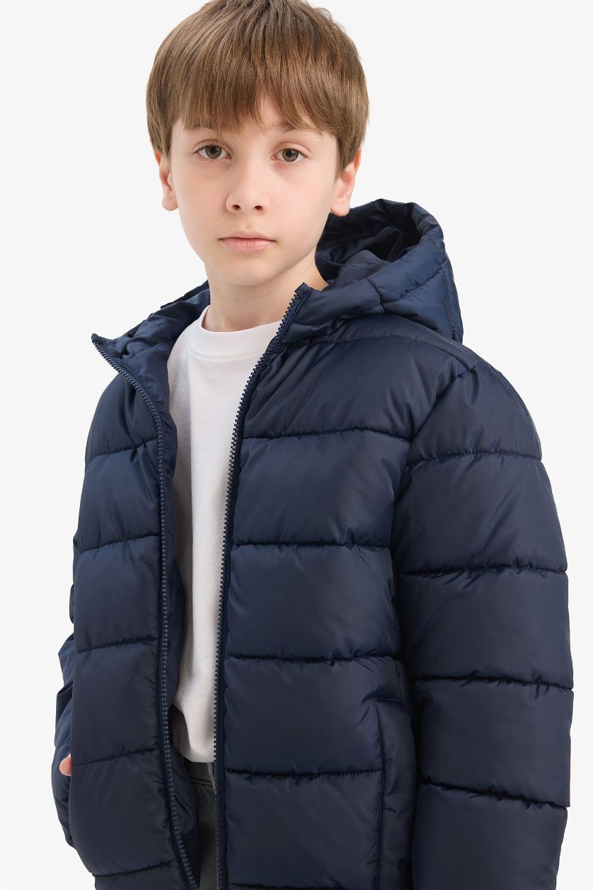 Boys & Teens NAVY Boy Waterproof Hooded Zippered Puffer Jacket