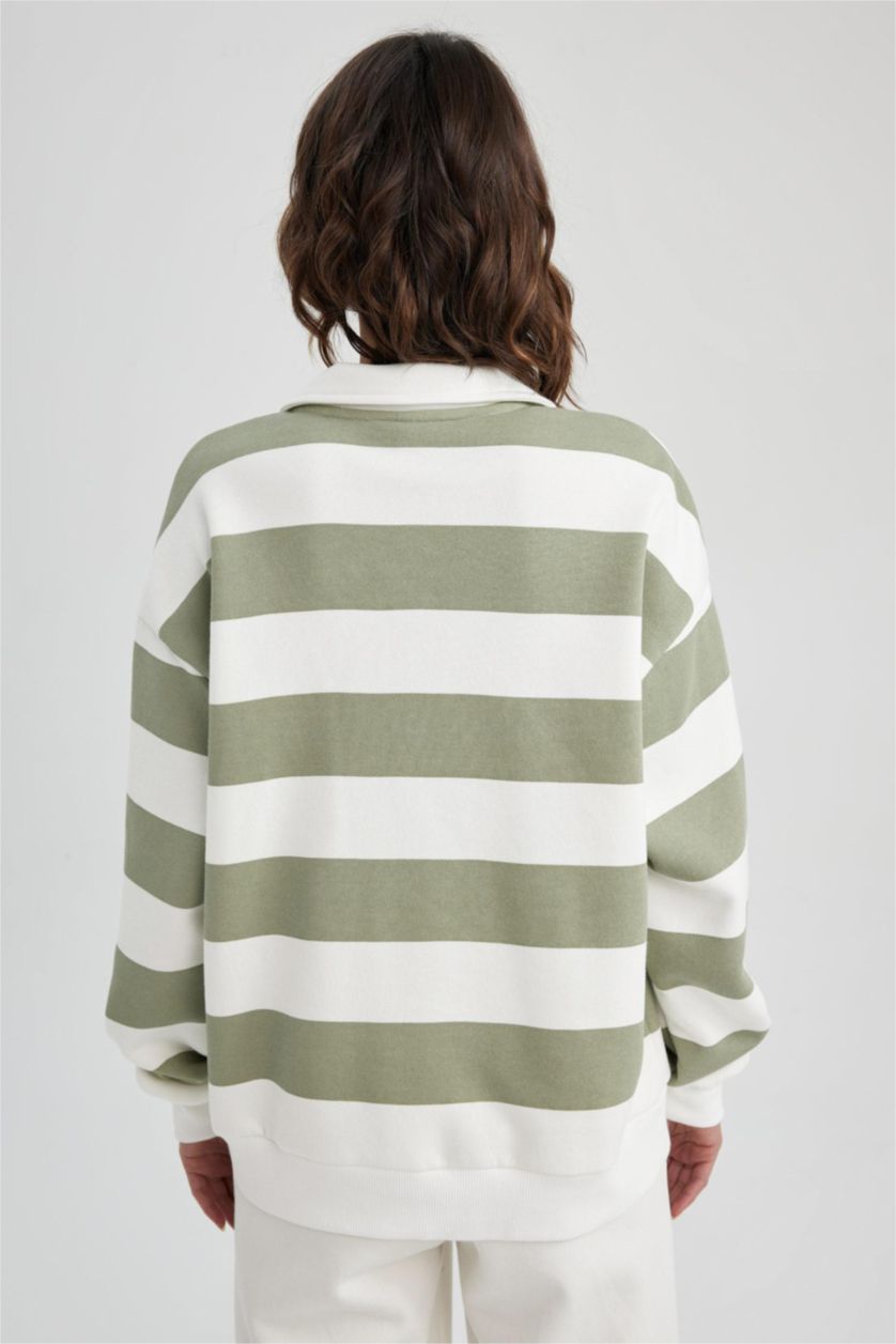 نساء بيج فاتح Relax Fit Thick Sweatshirt Fabric Sweatshirt