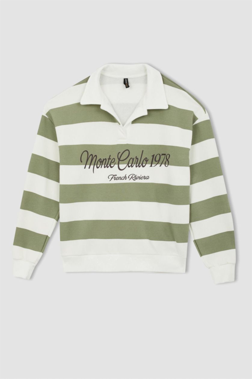 نساء بيج فاتح Relax Fit Thick Sweatshirt Fabric Sweatshirt