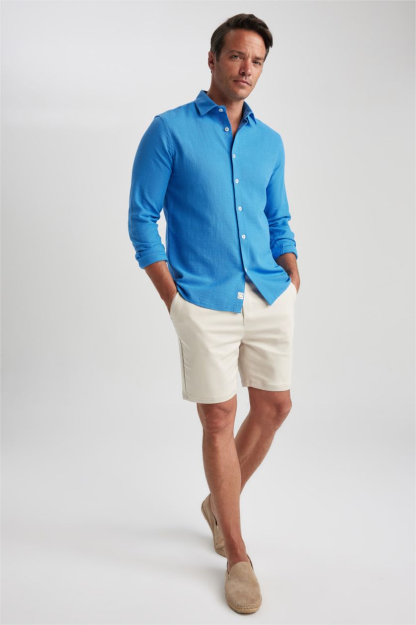 HOMME Bleu Chemise Coupe Moderne À Manches Courtes