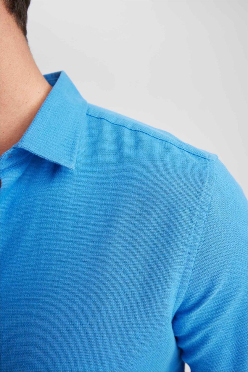 HOMME Bleu Chemise Coupe Moderne À Manches Courtes