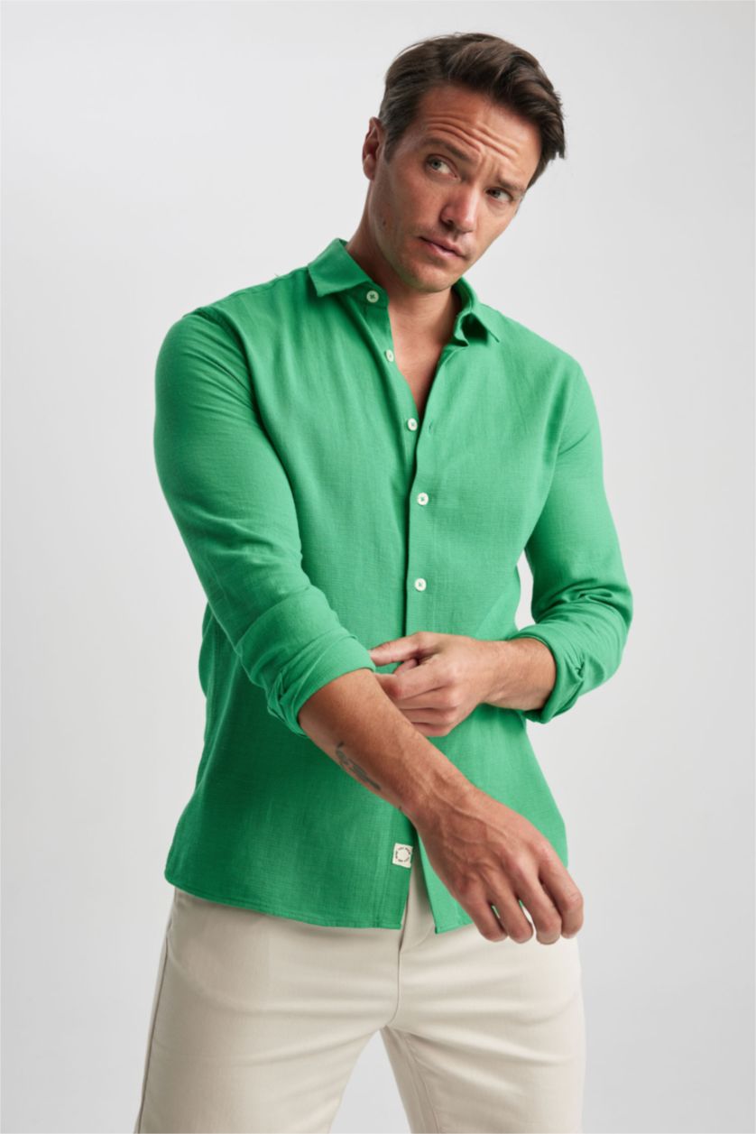 MAN Green Modern Fit Polo Collar Cotton Short Sleeve Shirt