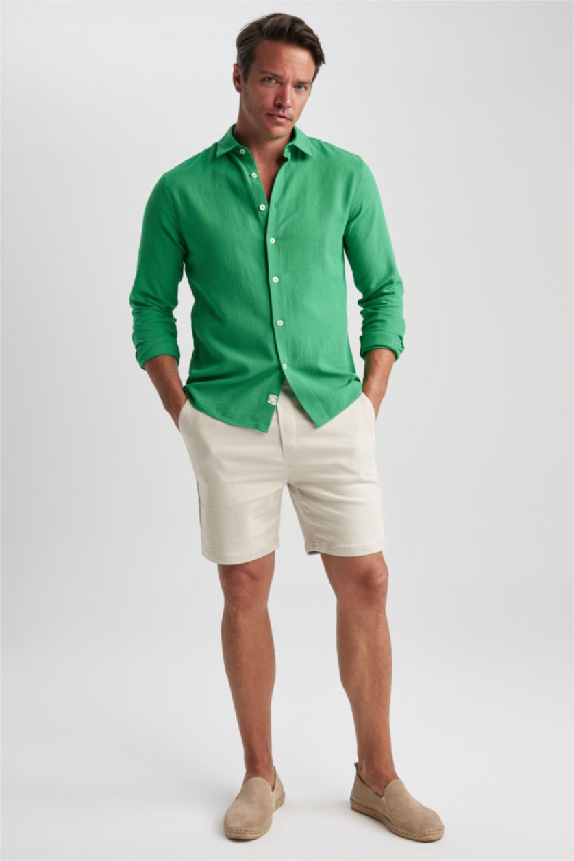 MAN Green Modern Fit Polo Collar Cotton Short Sleeve Shirt