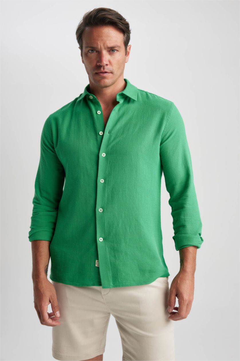 MAN Green Modern Fit Polo Collar Cotton Short Sleeve Shirt