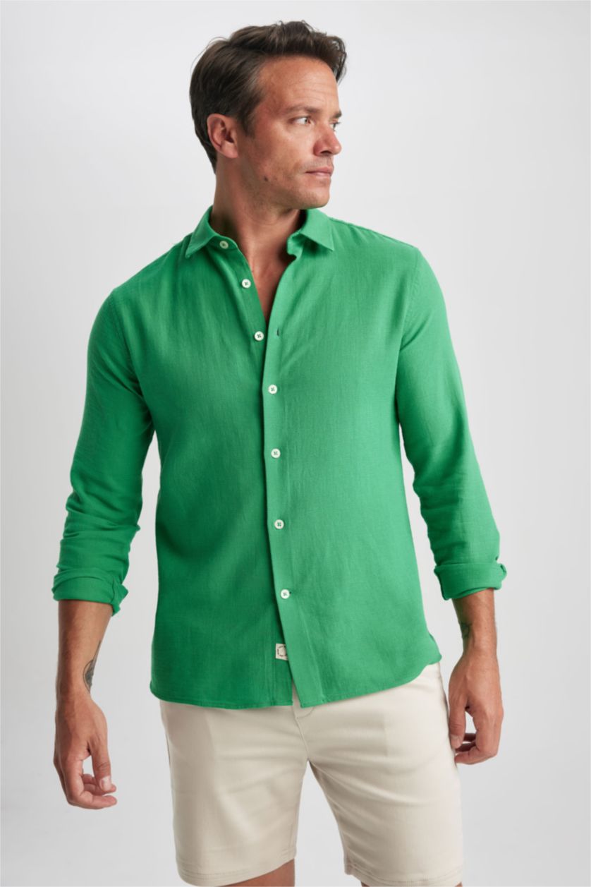 MAN Green Modern Fit Polo Collar Cotton Short Sleeve Shirt