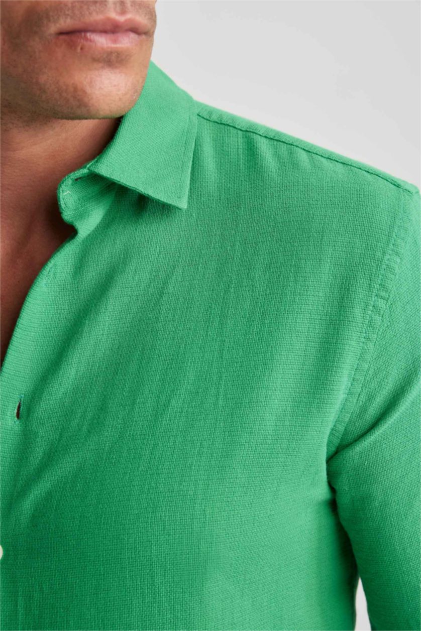 MAN Green Modern Fit Polo Collar Cotton Short Sleeve Shirt