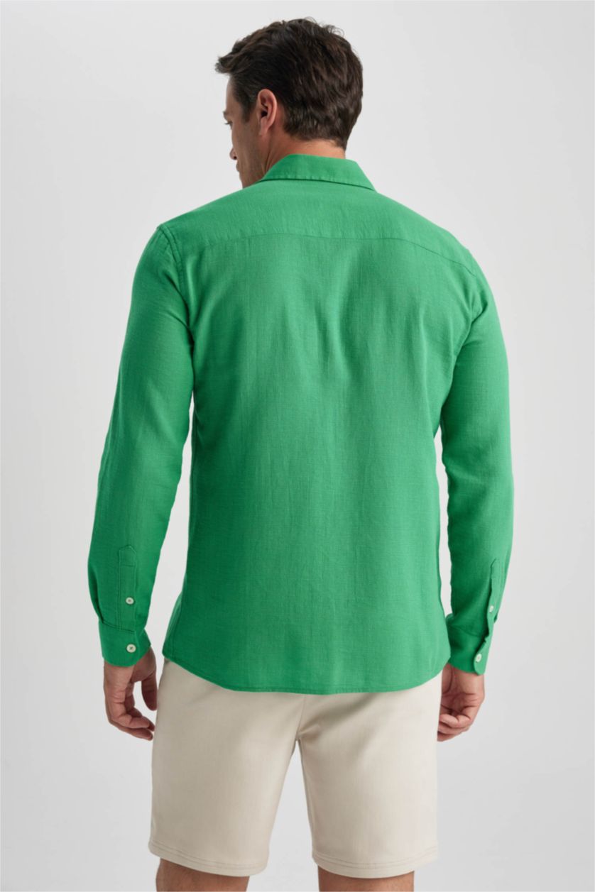 MAN Green Modern Fit Polo Collar Cotton Short Sleeve Shirt