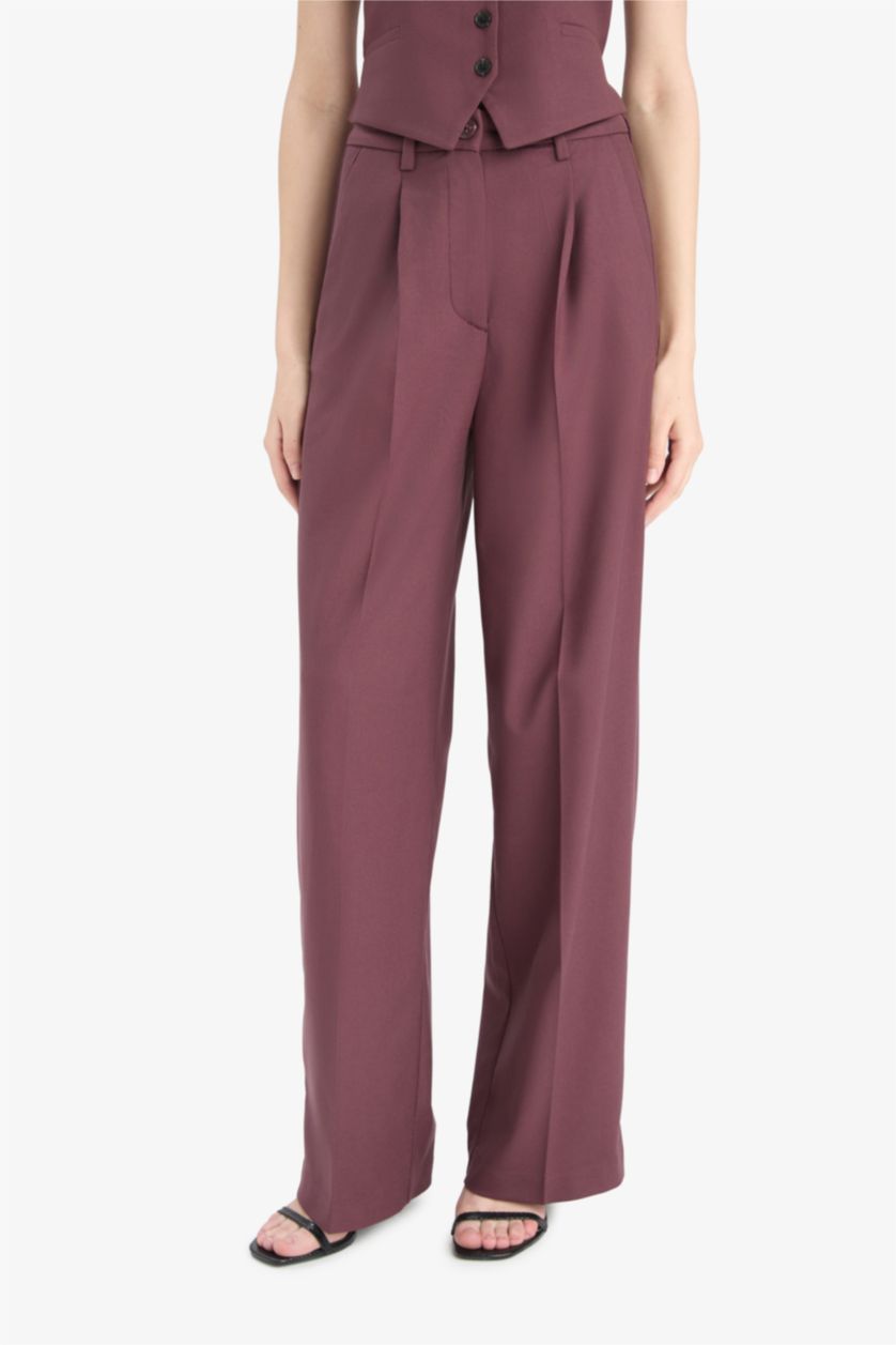 FEMME Bordeaux Taille haute Jambes larges