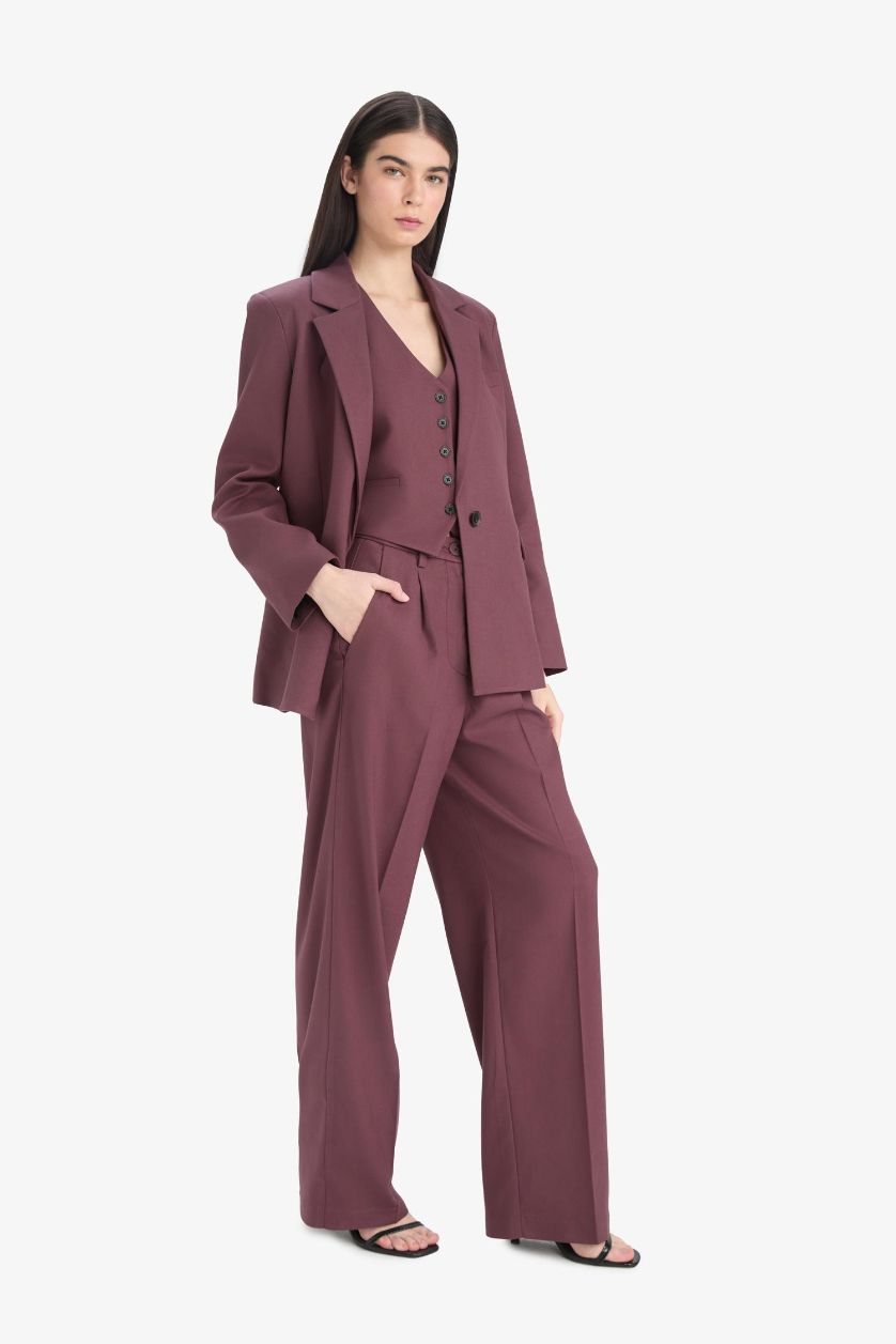 WOMAN Bordeaux High Waist Wide Leg Trousers