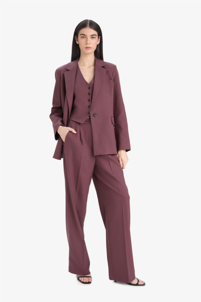 FEMME Bordeaux Taille haute Jambes larges