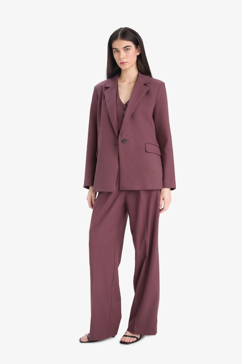 WOMAN Bordeaux High Waist Wide Leg Trousers