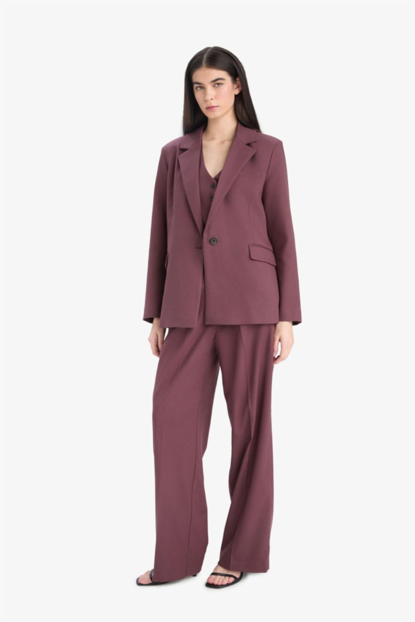 FEMME Bordeaux Taille haute Jambes larges