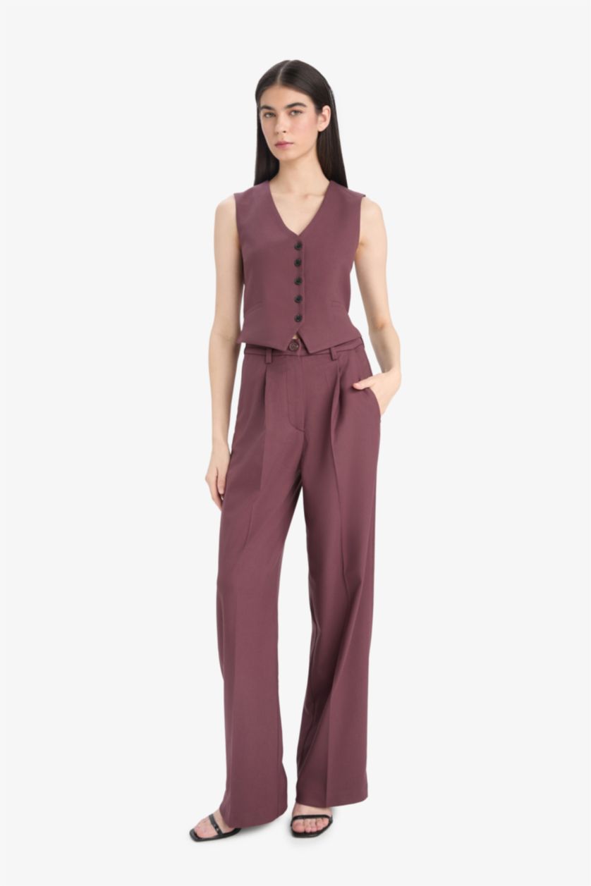 FEMME Bordeaux Taille haute Jambes larges