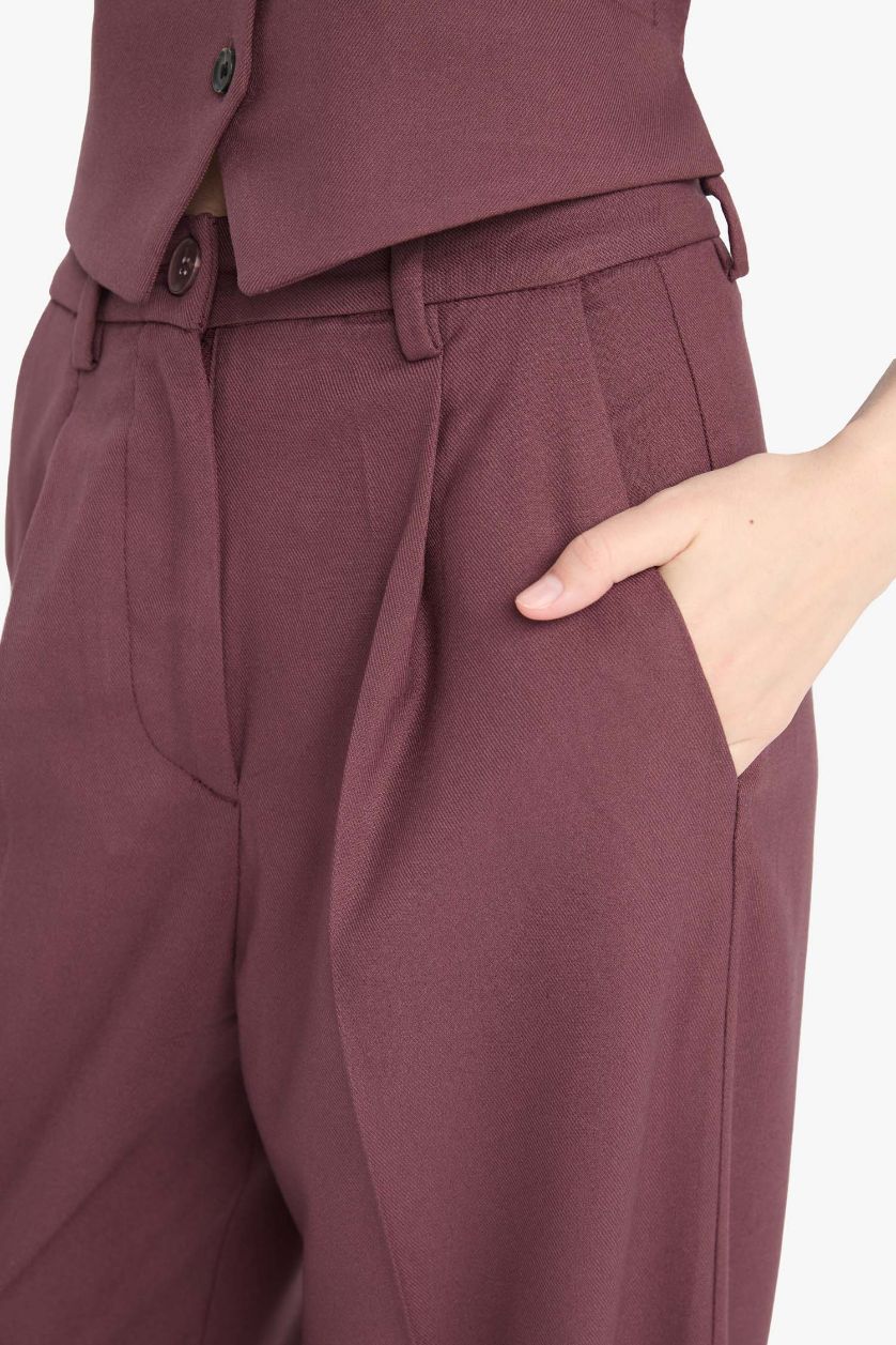 WOMAN Bordeaux High Waist Wide Leg Trousers