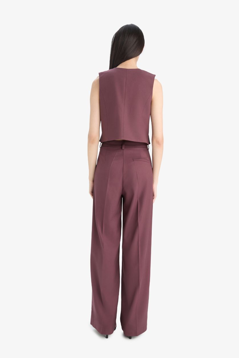 WOMAN Bordeaux High Waist Wide Leg Trousers