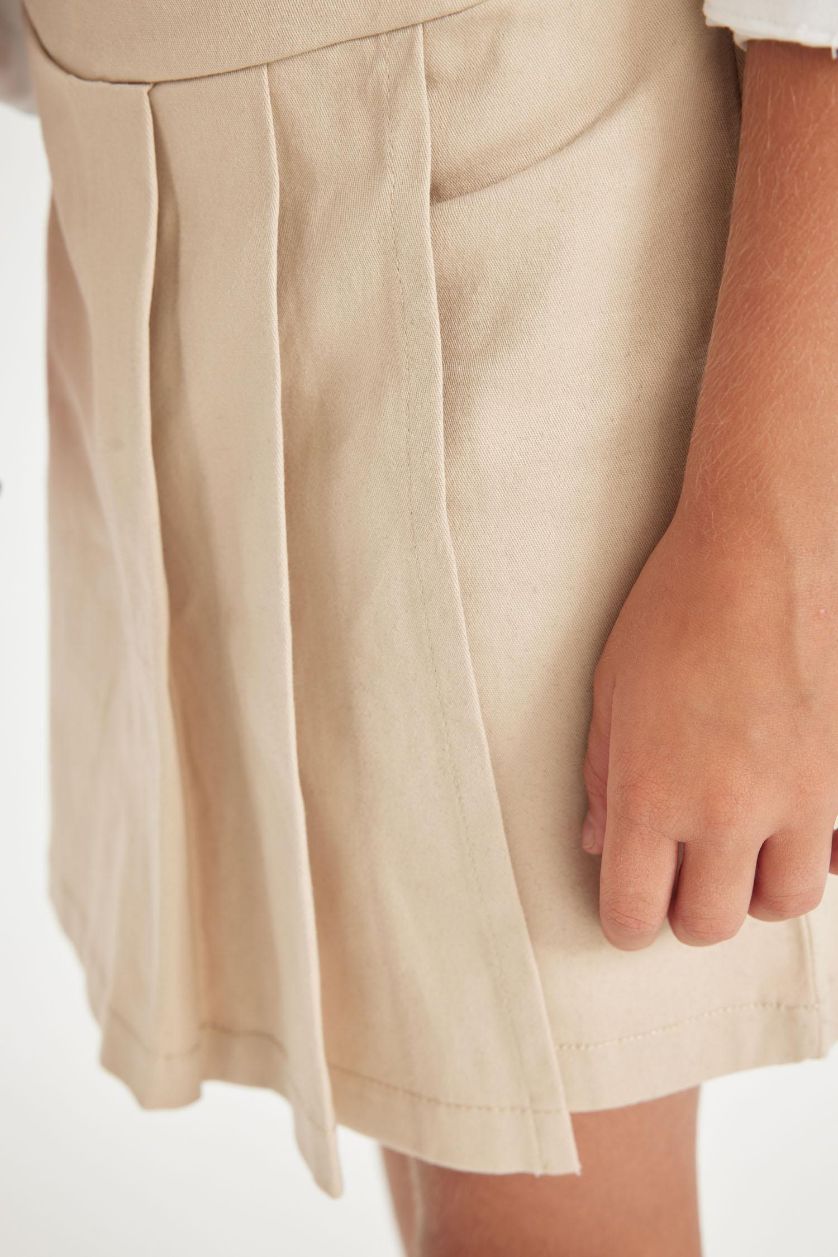 بناتي اللون الرملي جيبة مدرسة بناتي قصيرة جبردين