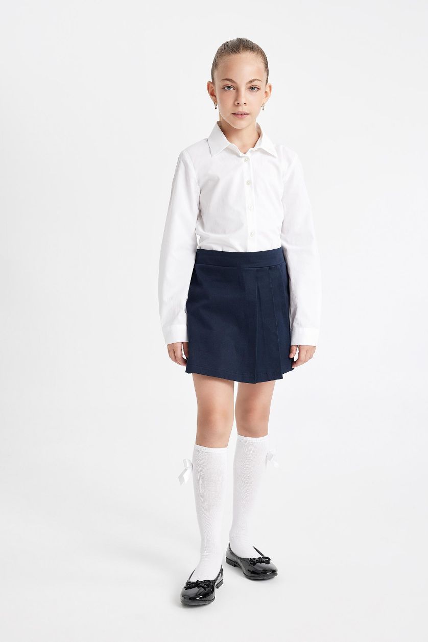 GIRLS & TEENS NAVY Girl Navy Gabardine Pleated School Skirt