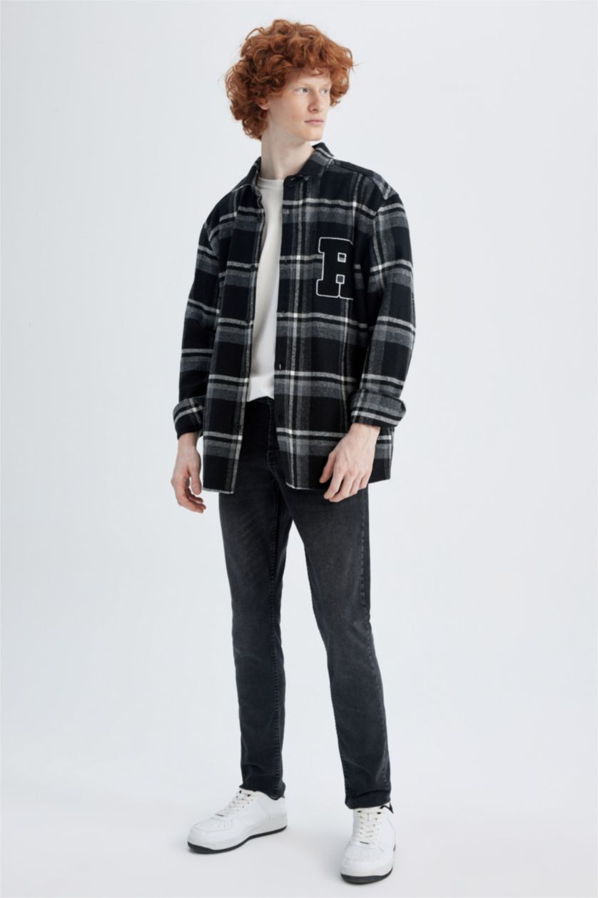 Чоловічий Чорний Сорочка з довгим рукавом свободного крою Woodcutter для чоловіків