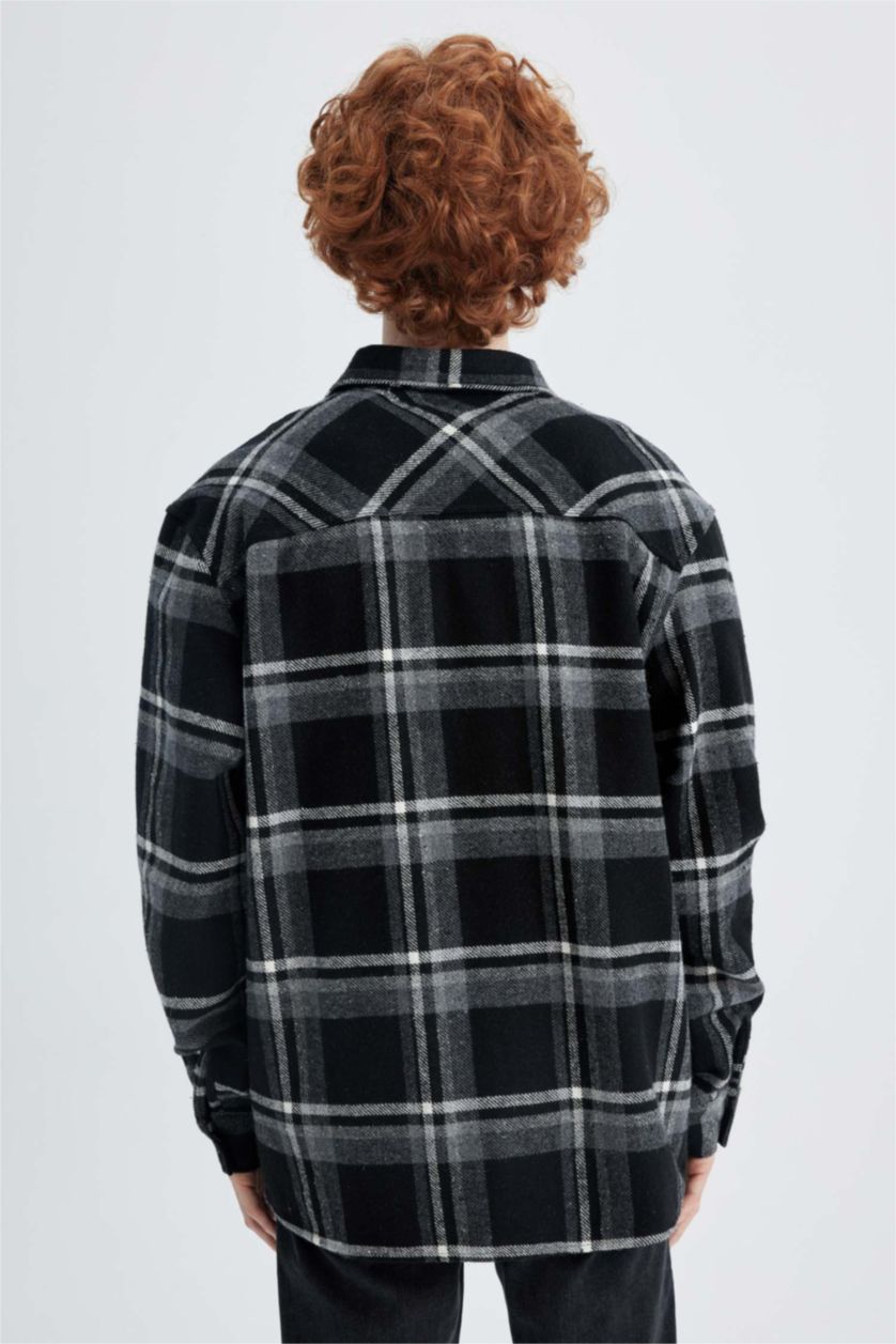 Чоловічий Чорний Сорочка з довгим рукавом свободного крою Woodcutter для чоловіків