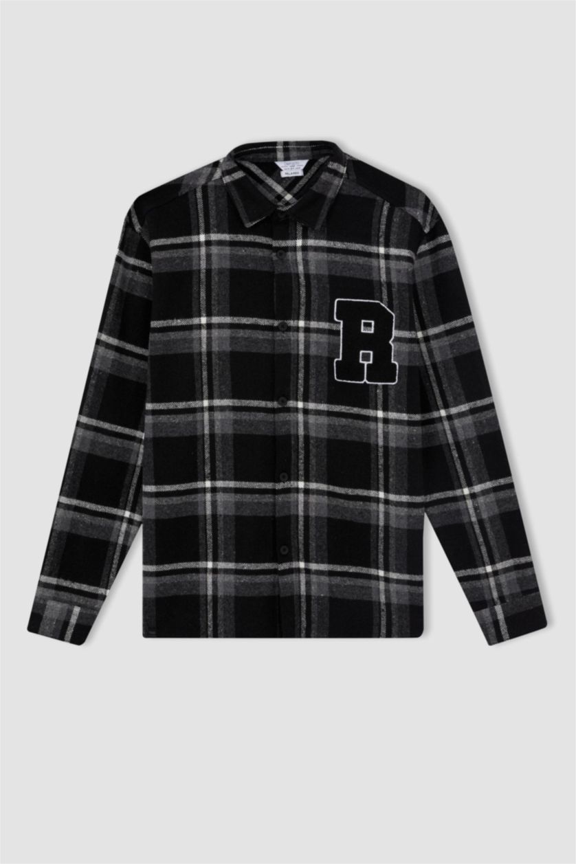 Чоловічий Чорний Сорочка з довгим рукавом свободного крою Woodcutter для чоловіків