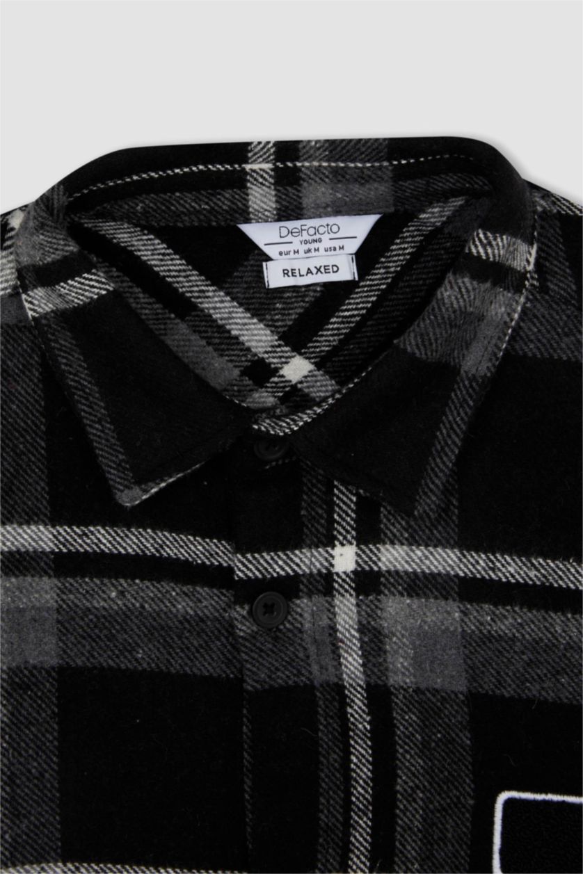 Чоловічий Чорний Сорочка з довгим рукавом свободного крою Woodcutter для чоловіків