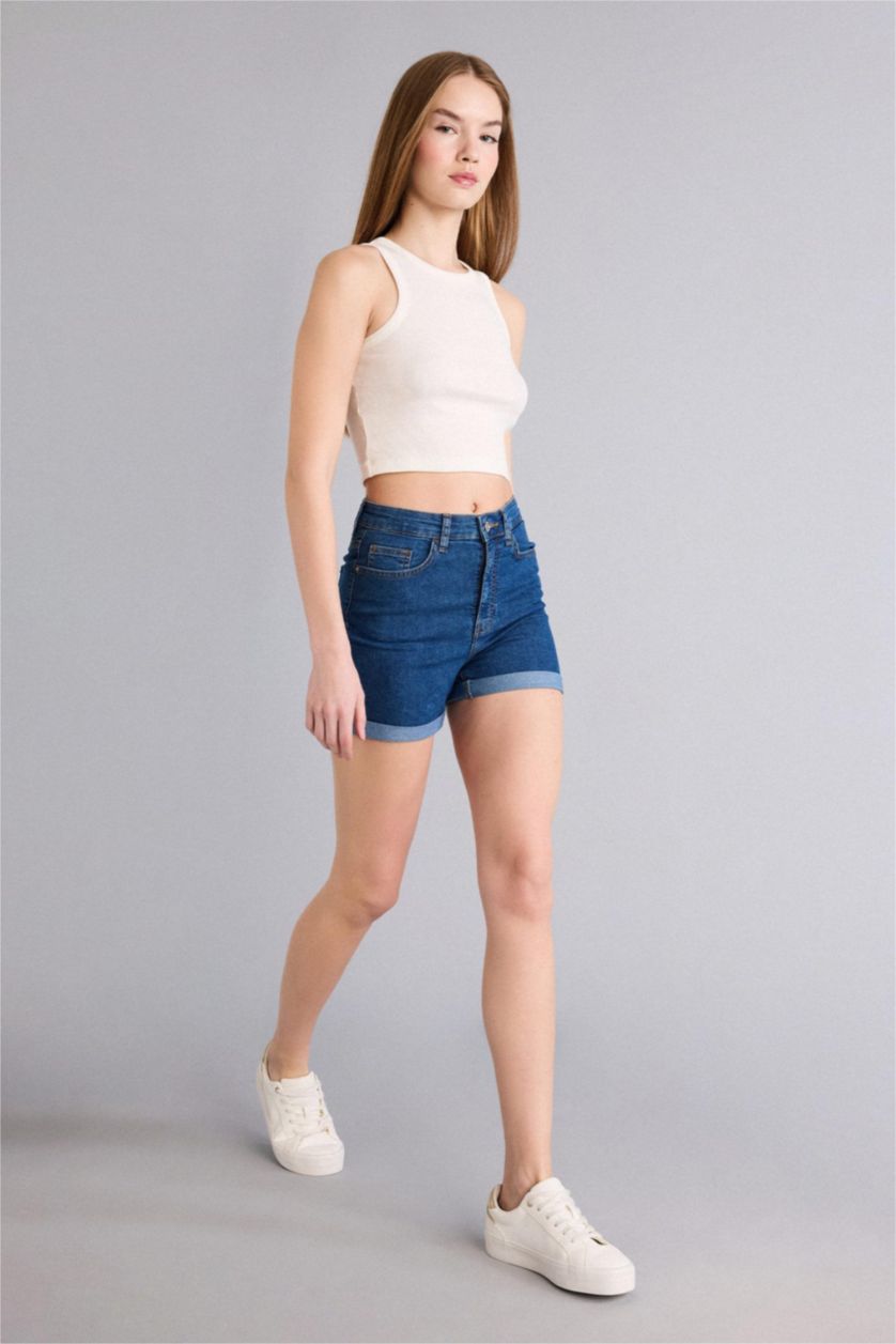 Kadın Mavi Jean Şort