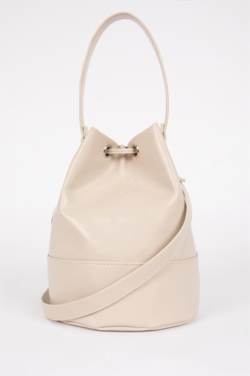 Kadın Bej Kadın Zeytin Derisi Vegan El Çantası