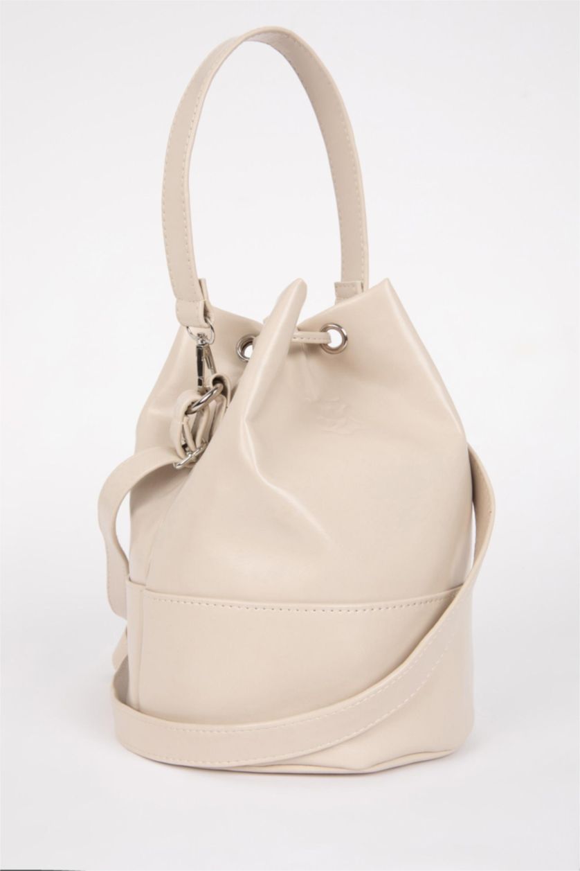 Kadın Bej Kadın Zeytin Derisi Vegan El Çantası