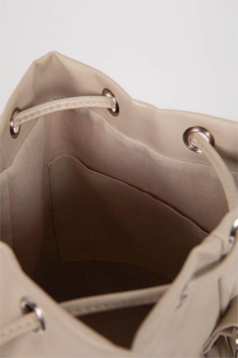 Kadın Bej Kadın Zeytin Derisi Vegan El Çantası