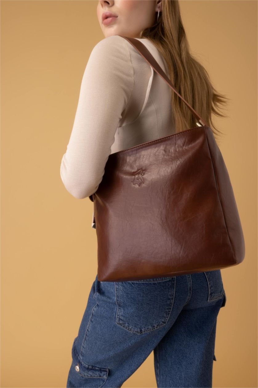 Kadın Taba Kadın Zeytin Derisi Vegan El Çantası