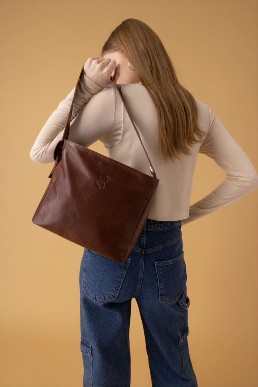 Kadın Taba Kadın Zeytin Derisi Vegan El Çantası