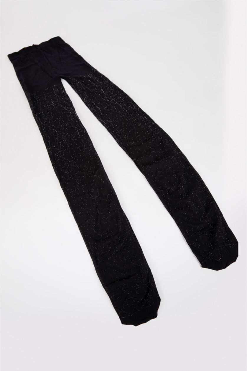 Женщины Черный Колготки тонкие с блестками для женщин