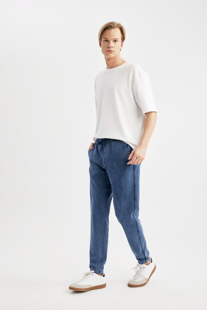 Мужчины Индиго Штаны стандартного кроя с карманами