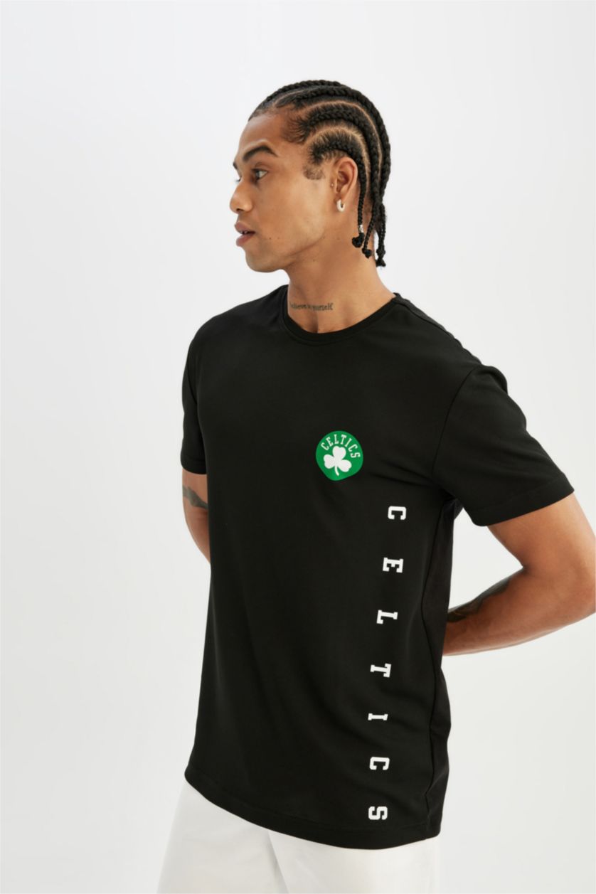 MAN Black DeFactoFit NBA Boston Celtics Standard Fit Heavy Fabric T-Shirt
