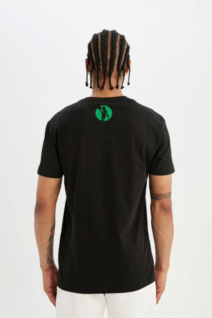 MAN Black DeFactoFit NBA Boston Celtics Standard Fit Heavy Fabric T-Shirt