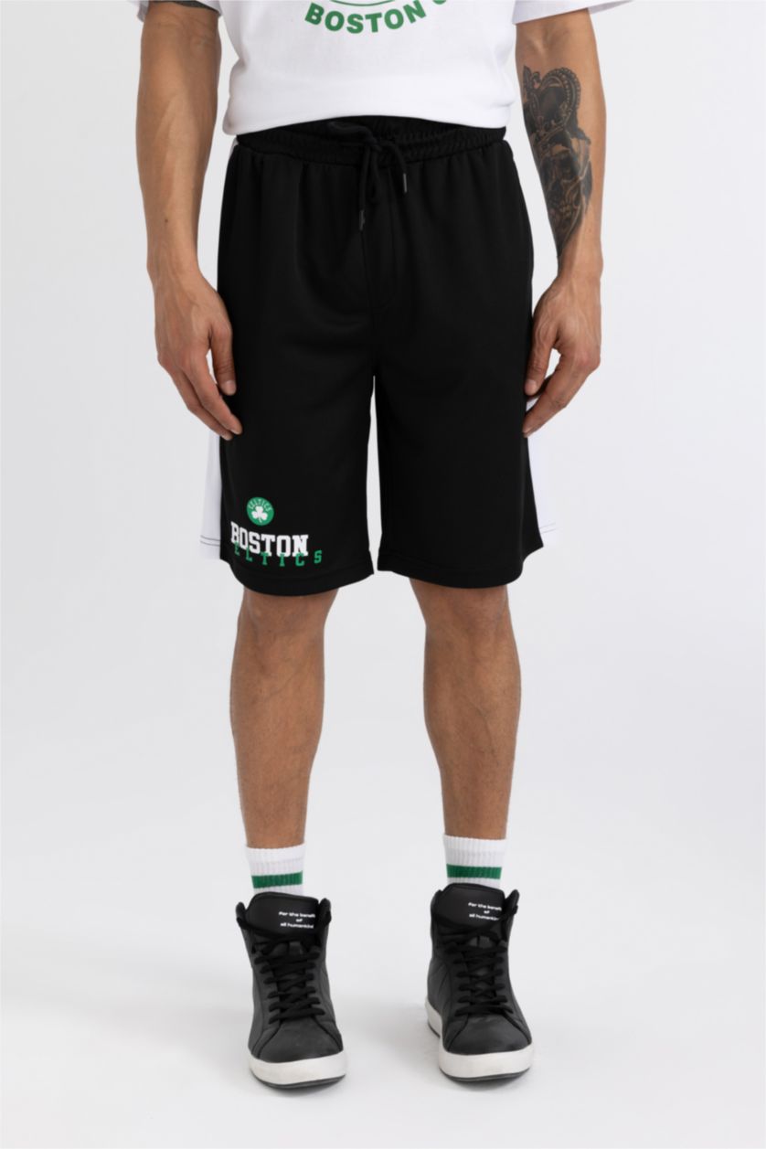 MAN Black DeFactoFit NBA Boston Celtics Oversize Fit Short Leg Heavy Fabric Shorts