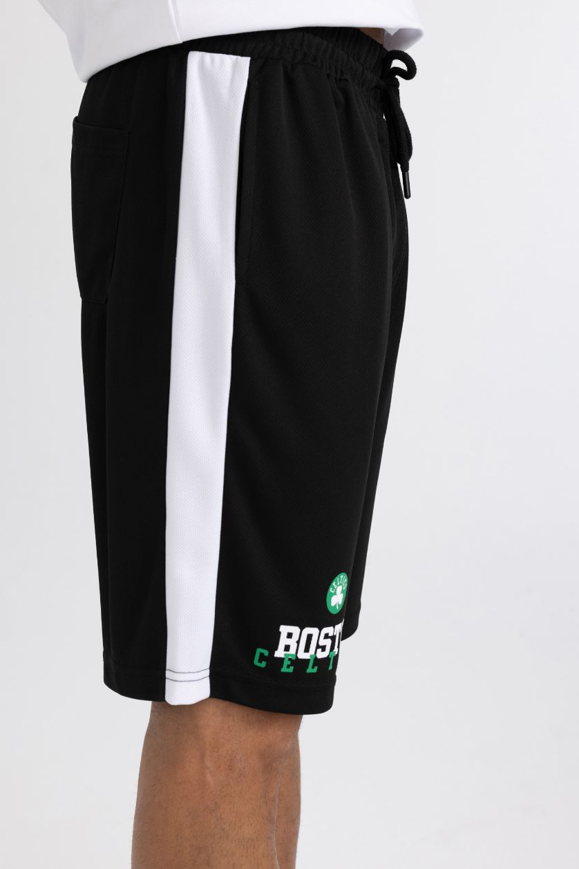 MAN Black DeFactoFit NBA Boston Celtics Oversize Fit Short Leg Heavy Fabric Shorts