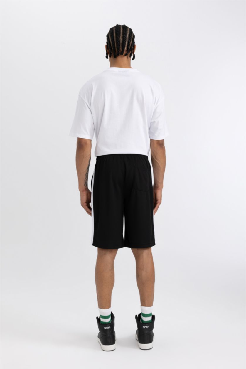 MAN Black DeFactoFit NBA Boston Celtics Oversize Fit Short Leg Heavy Fabric Shorts