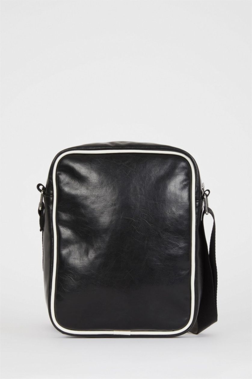 Erkek Siyah Erkek Zeytin Derisi Vegan Çapraz Çanta